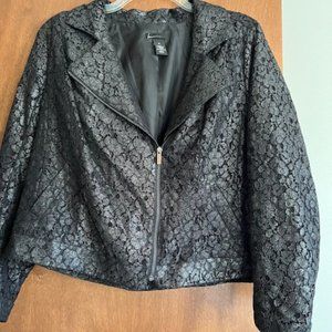 Black crop jacquard jacket, Size 20, Lane Bryant